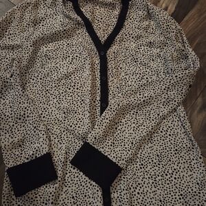 Express Black and Cream Polka Dot Blouse